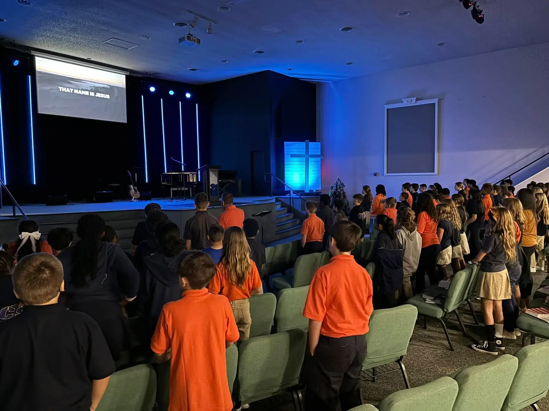 BCS high school students worship during chapel service
