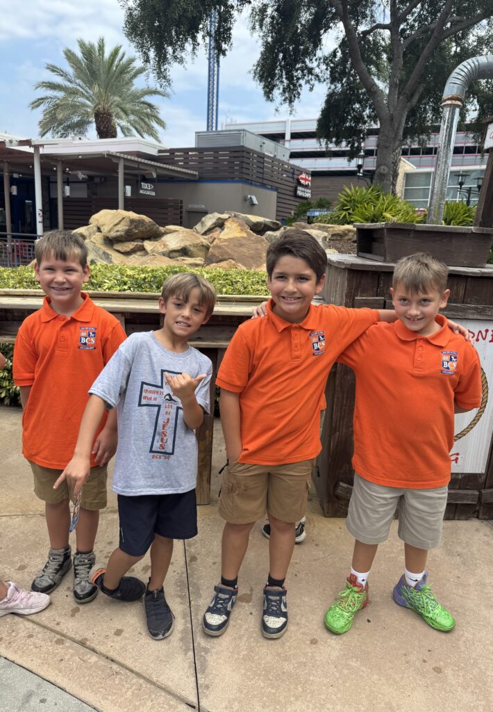 Bethany Christian School elementary students smiling together during a field trip.