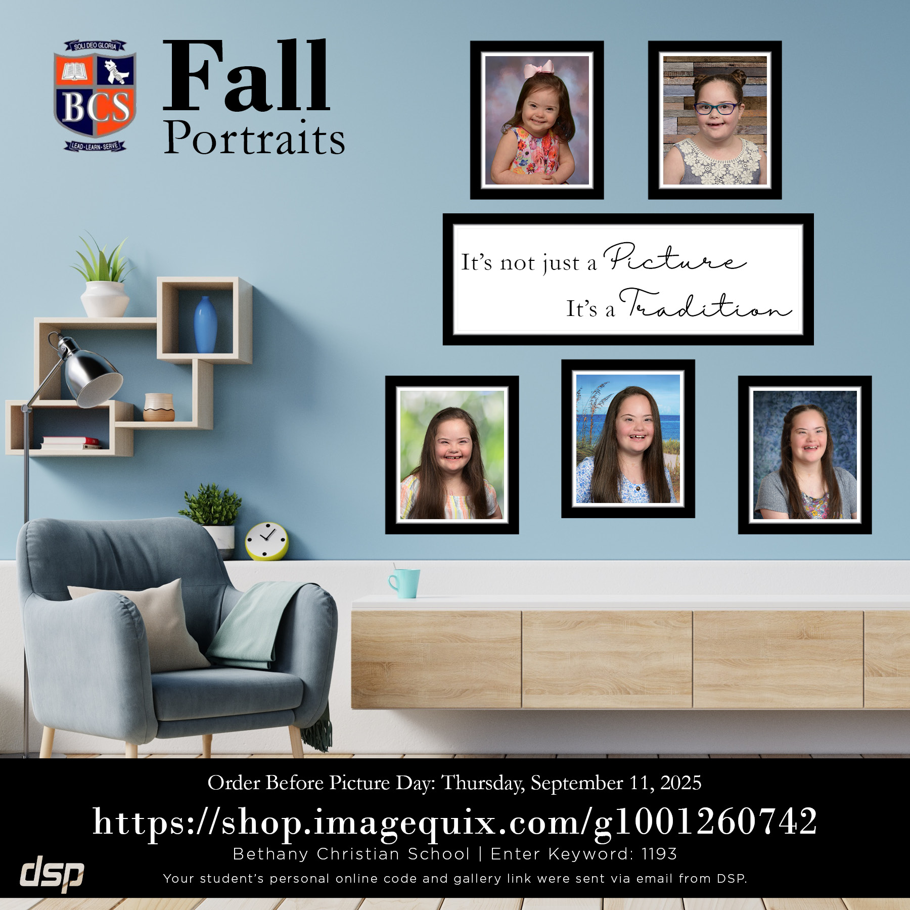 BCS Fall Portraits information flyer with ordering link
